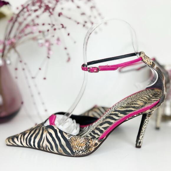 Luichiny Animal Print Pointed Toe Ankle Strap High Stiletto Heels Pumps Size 8.5 - Picture 4 of 15